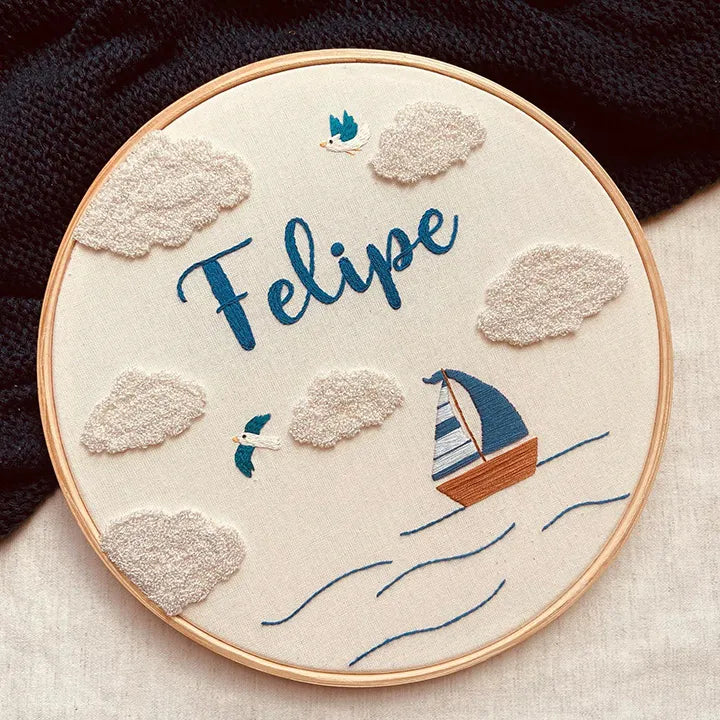 Beach themed Embroidery hoop
