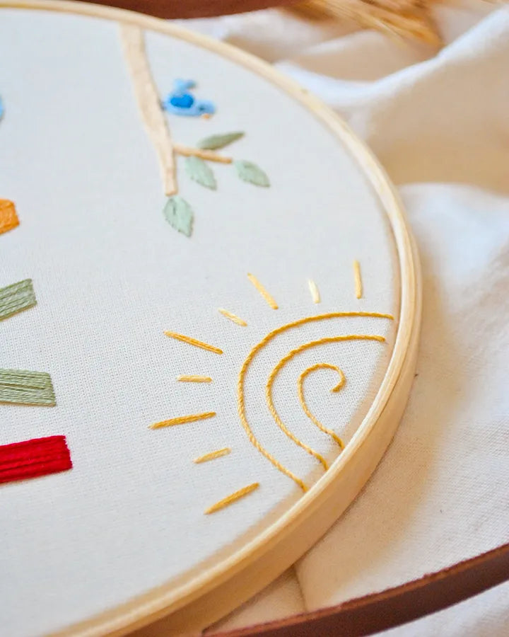 Coastal Wall Clocks embroidery detail