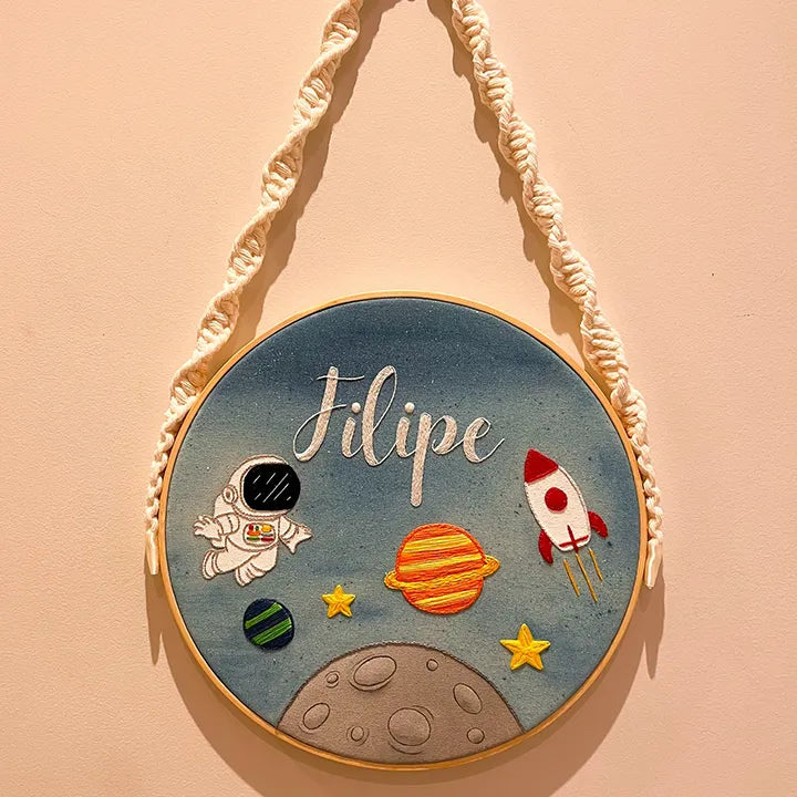 Custom Decorative wall hanging with space-themed elements