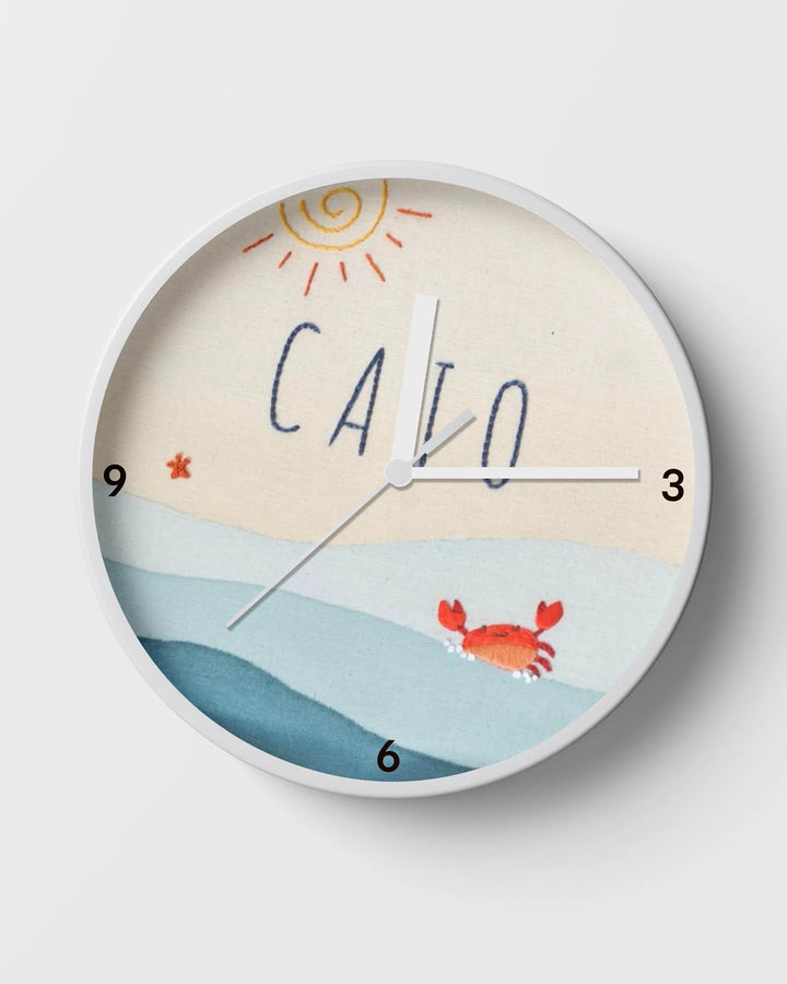 Custom Ocean Clock with Crabs | Personalized Beach Wall Clock