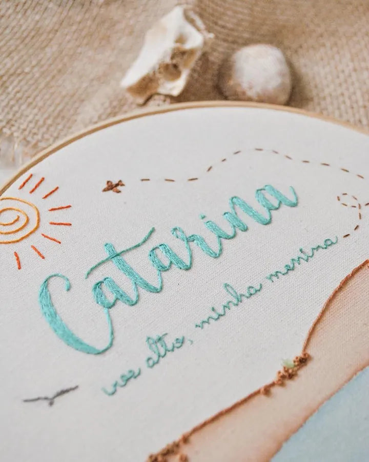 Custom embroidery hoop with sailboat & name