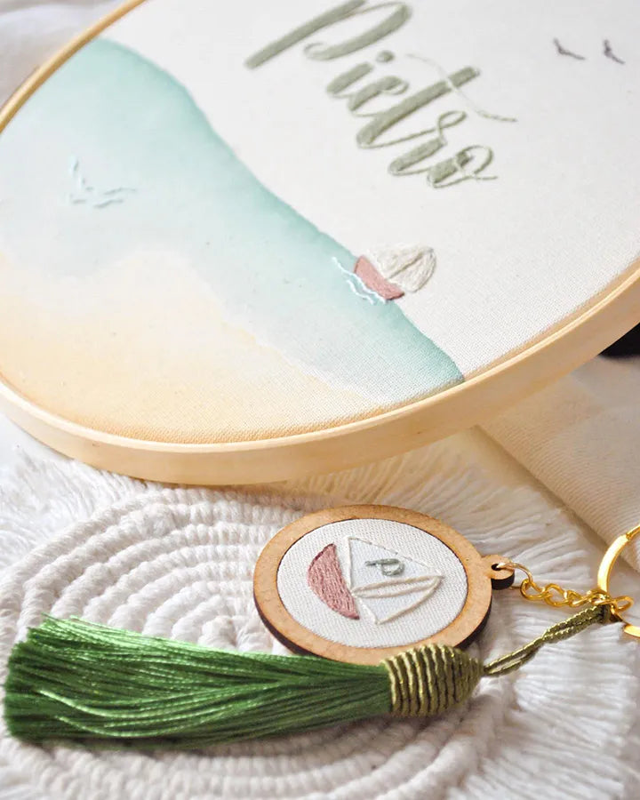 Embroidered keychain sailboat