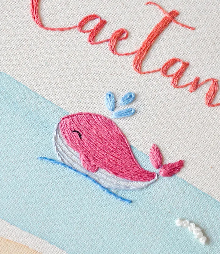 Embroidered pink whale