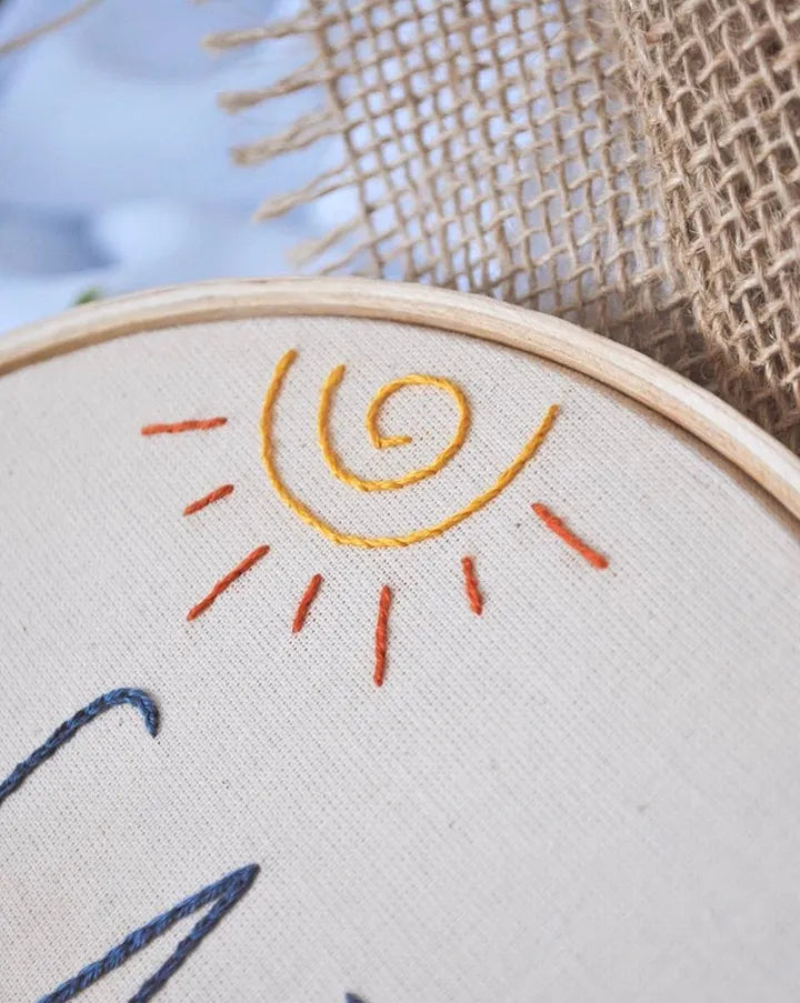 Embroidery hoop sunshine design