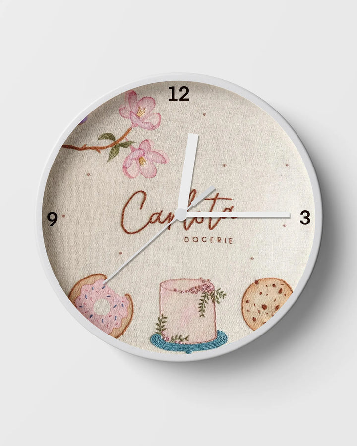 Kitchen clocks sweet cake embroidery with personalized text for Mother's Day