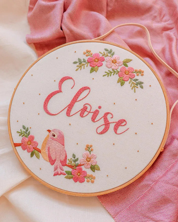 Personalized kids floral clock with custom name embroidery