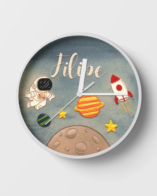 Space Wall Clock with Cosmic Astronaut Explorer