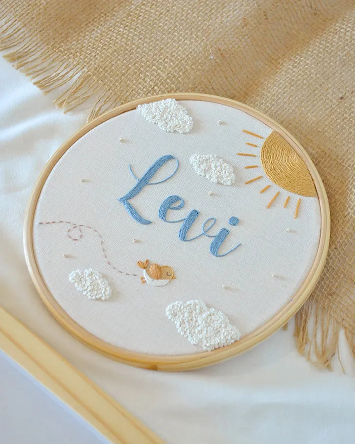 custom wall clock embroidery hoop with name
