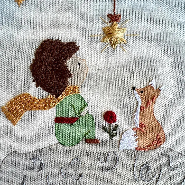 little prince theme Embroidery hoop close up